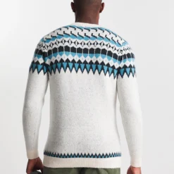 Blue Panelled Fairisle Crew Neck Sweater -Yankee Candle Sales Shop v08qa724840w