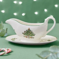 Spode Christmas Tree Gravy Boat & Stand -Yankee Candle Sales Shop x01uh084857s