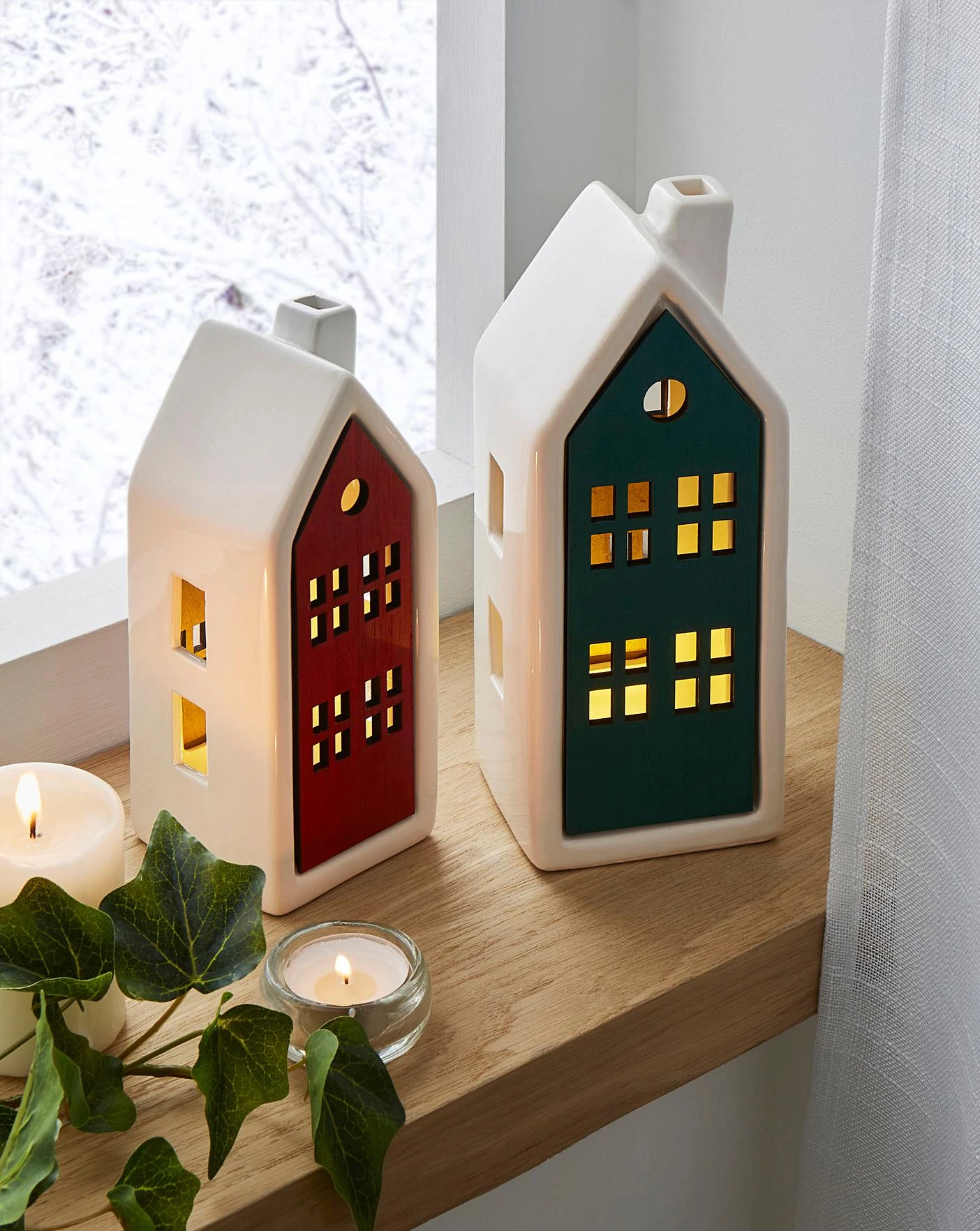 Lit Scandi Houses - Set Of 2 3 Lit Scandi Houses - Set Of 2