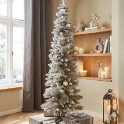 Grey Glitter Tipped Slim Christmas Tree