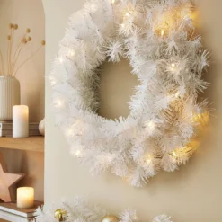 Montana White Pre-Lit Wreath